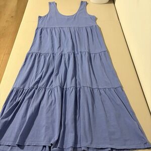 J. Crew Tiered Maxi Dress Blue Cotton Sleeveless Scoop Neck M Comfy